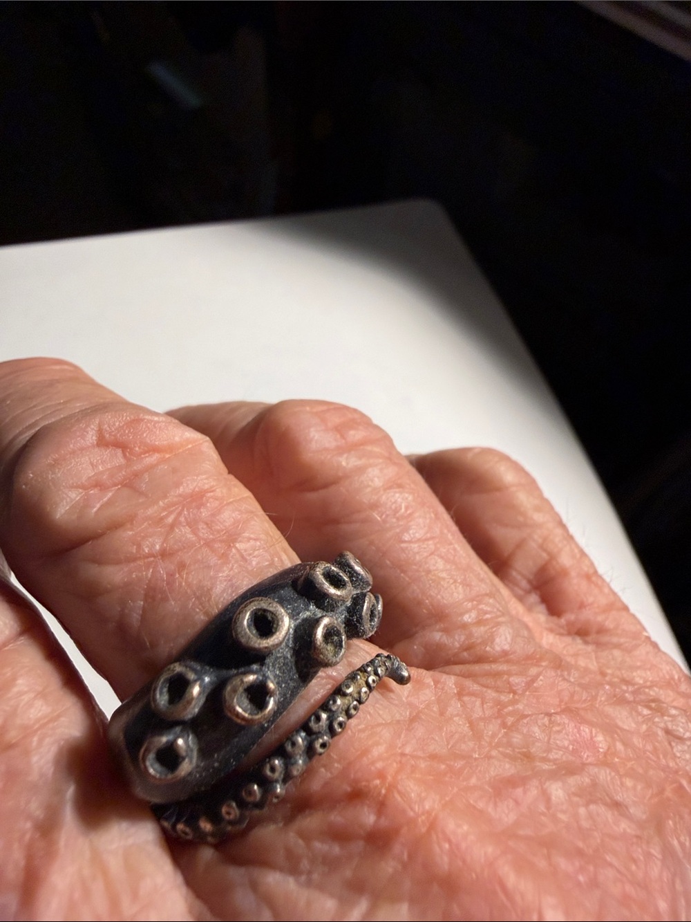 Chunky Silver Octopus Tentacle Ring
